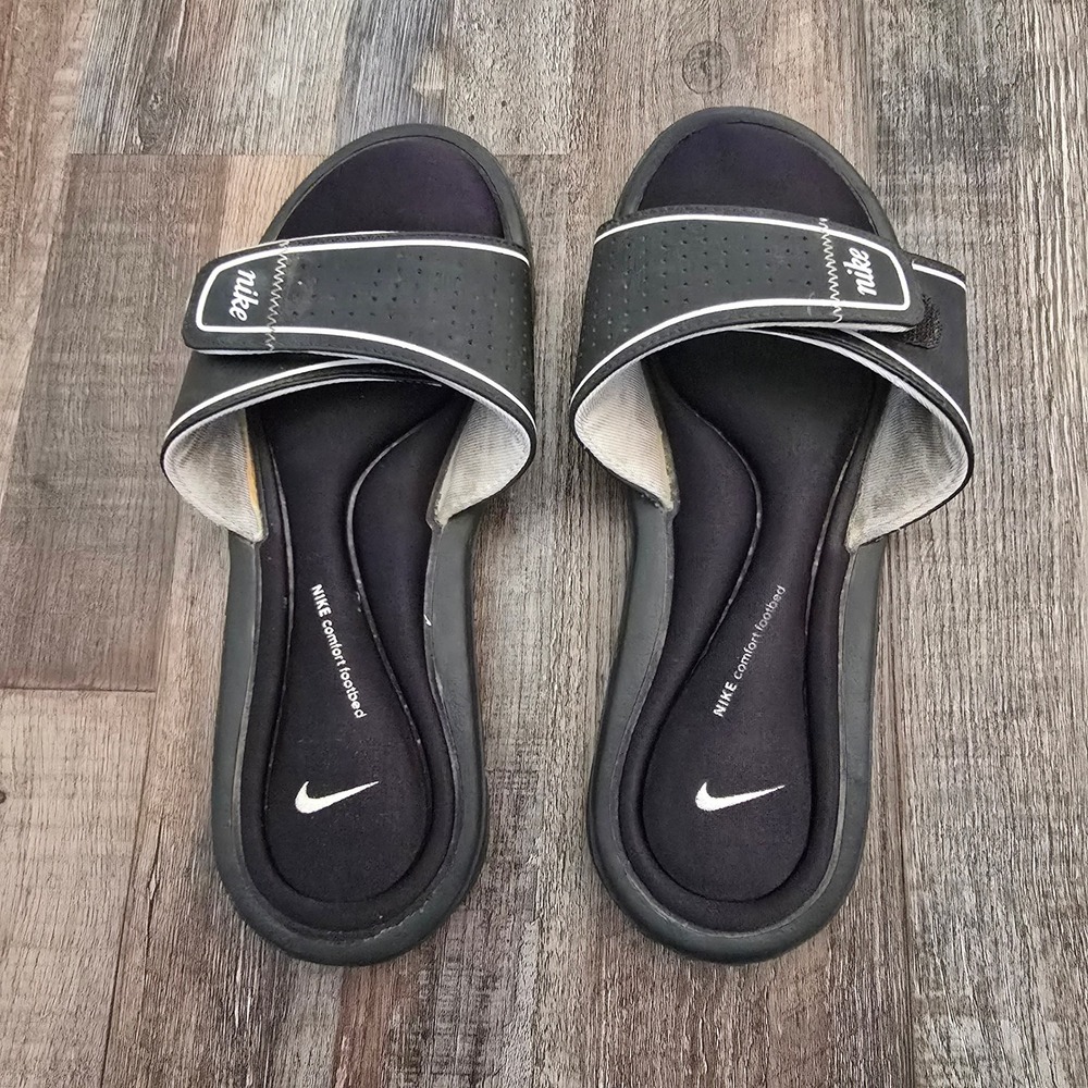Nike Comfort Footbed Slides Women Size 8 Black Adjustable Athletic Sandals